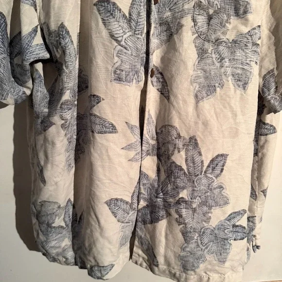 Tommy Bahama Original Fit Silk Floral Print Shirt Blue Grey Mens XL Resort - Picture 3 of 6